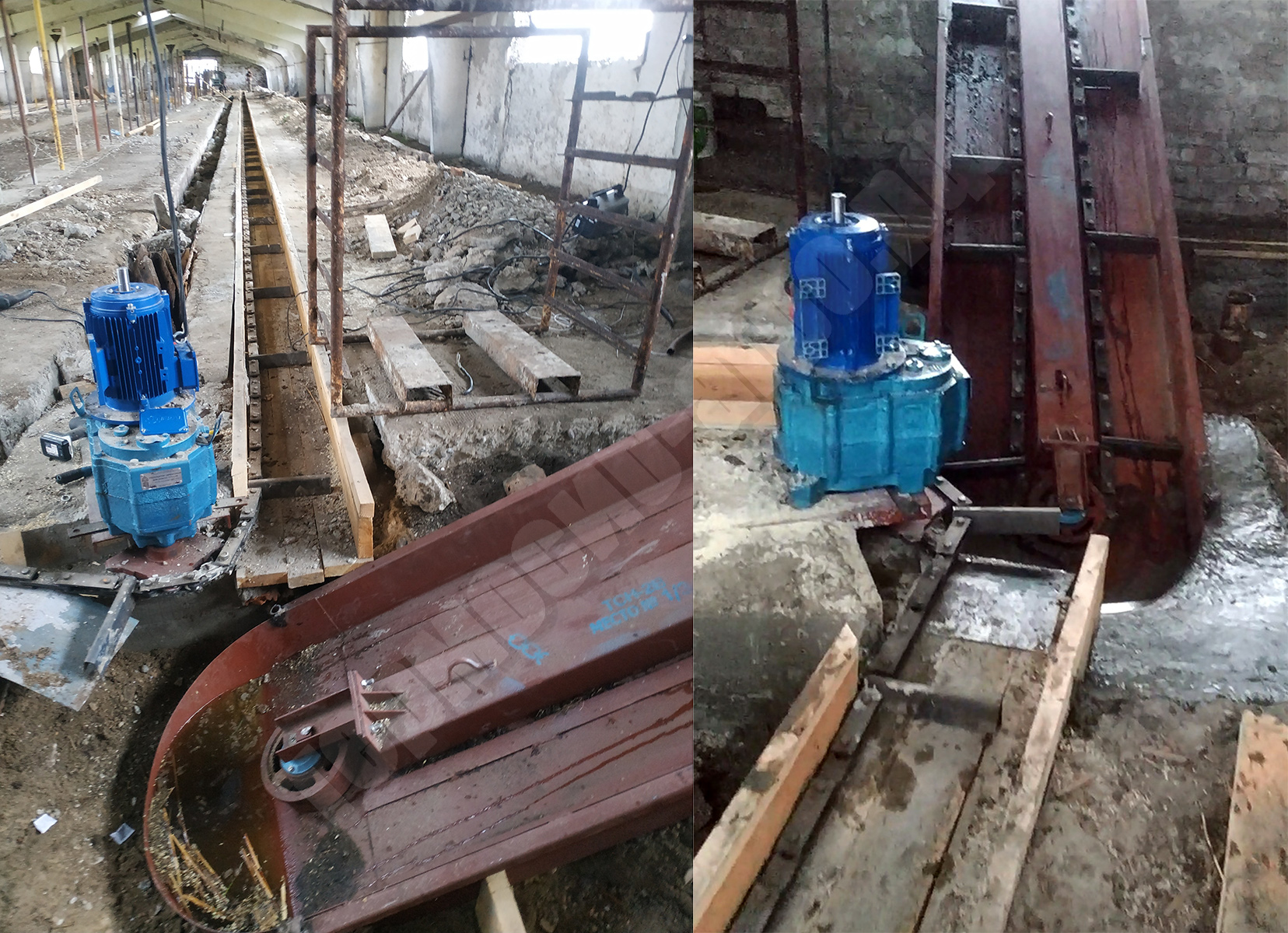 Монтаж навозоуборочного транспортера ТСН 2Б  в2